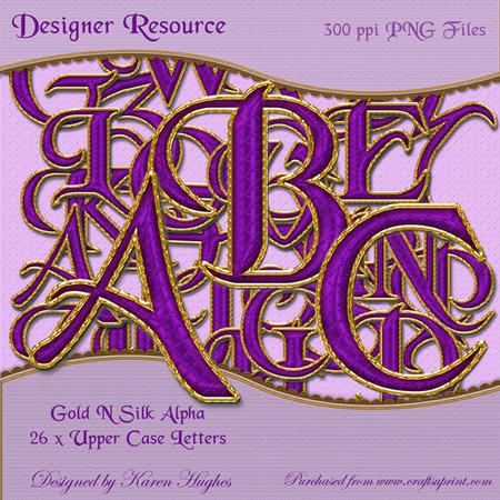 Gold & Silk Alphabet Embellishment Set