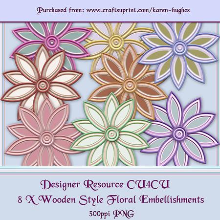 Painted Wood Style Floral Embellishments