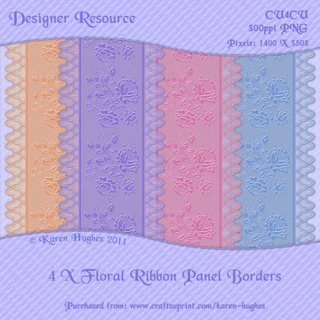 Floral Ribbon Panel Borders
