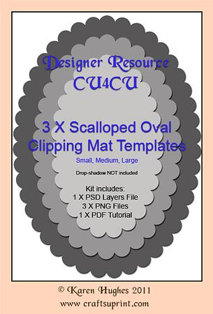 Three Oval Scallop Edged Card Template Mats