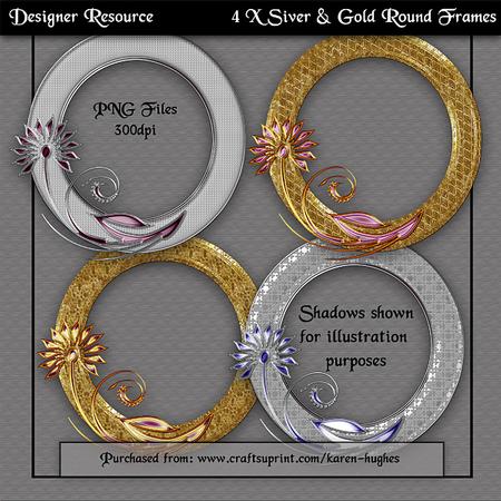 Gold & Silver Round Floral Frames Set-01