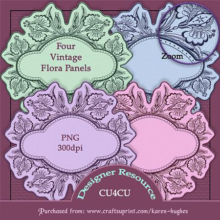 Vintage Flora Panel Mats/tags Set-01