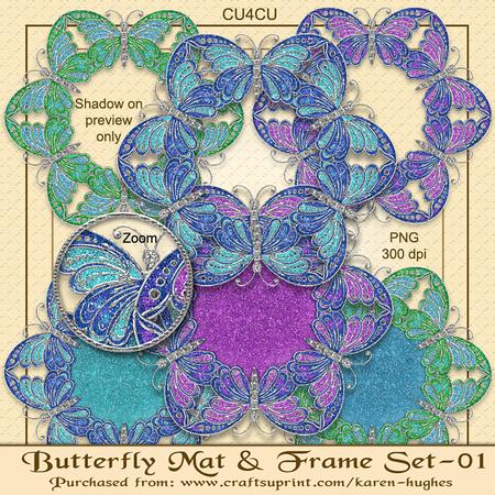 Butterfly Frame & Mat Panel Set-01