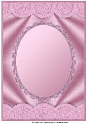 Pink Scallop Edged Oval Aperture Card Front
