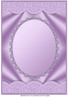 Lilac Scallop Edged Oval Aperture Card Front