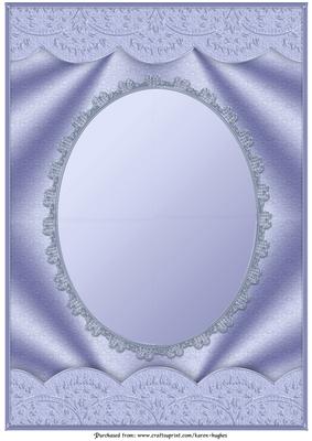 Blue Scallop Edged Oval Aperture Card Front