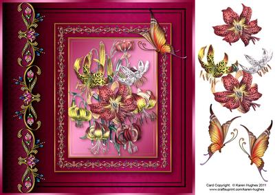 Luxurious Lilium - Lily Card Front Decoupage 8"x8"