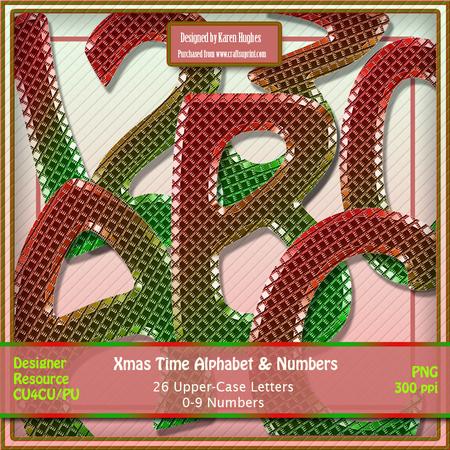 Christmas Time Uppercase Alphabet & Numbers