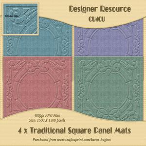 Traditional Design Embossed Square Panel Mats