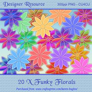 20 x Funky Floral Embellishments