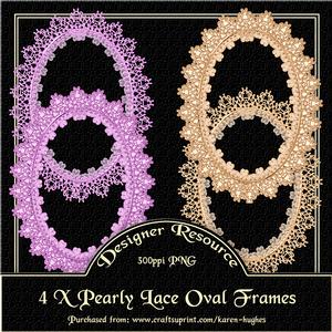 Pearly Lace Effect Oval Frames Set-01