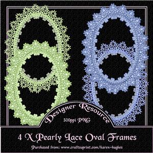 Pearly Lace Effect Oval Frames Set-02