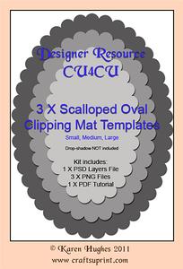 Three Oval Scallop Edged Card Template Mats