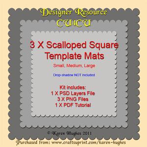 Three Scalloped Square Mat Panel Templates