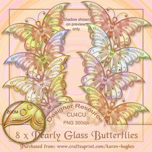 Pearly Glass Effect Butterfly Embellishments