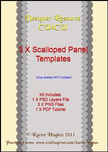 Three Scalloped Rectangular Card Panel Templates