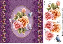 8"x8" Roses & Butterlfly Jewelled Decoupage Card Front