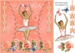 8"x8" Ballerina Roses & Butterflies Decoupage Card Front