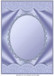 Blue Scallop Edged Oval Aperture Card Front