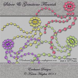 Silver & Gemstone Flourish Embellishments