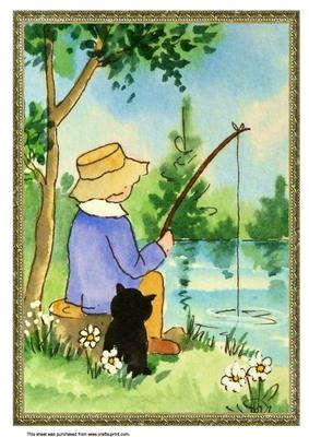 A4 Little Boy Fishing