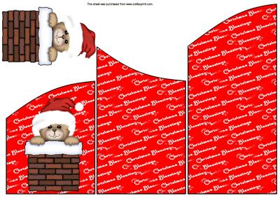 Christmas Teddy in Roof Cascade Card