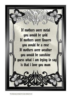 A4 Elegant Mothers Day Verse