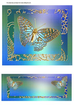 Blue Butterfly Topper with Text Plate