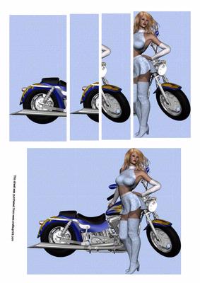 Blue Motorbike Chick
