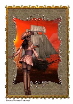 A4 Lady Pirate with Ship