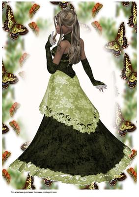A4 Elegant Lady with Butterflies