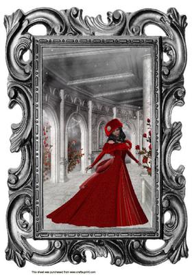 Framed Elegant Red Lady