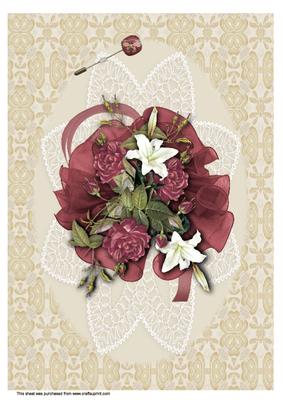 A4 Lace Burgundy Flowers