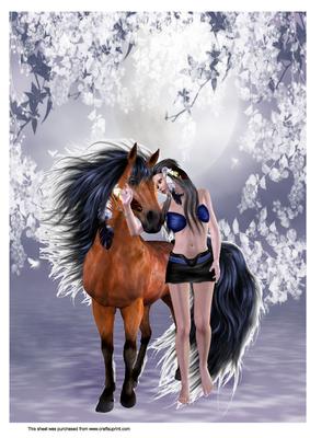 A4 Horse & Squaw on Moonlight