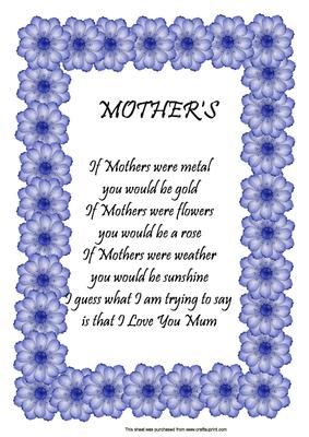 A4 Framed Mothers Verse 2