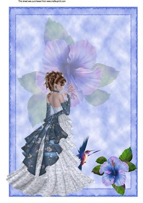 A4 Lady with Hummingbird