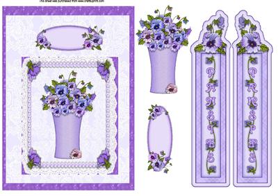 Pansy Card Front and Bookmark