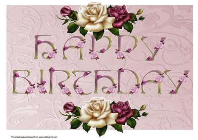 A4 Happy Birthday Roses