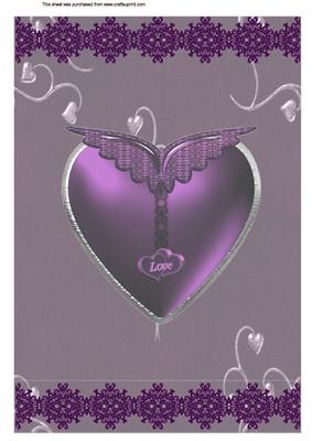 A4 Purple Love Heart