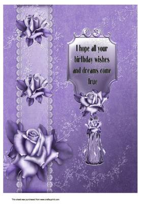 A4 Purple Birthday Wishes