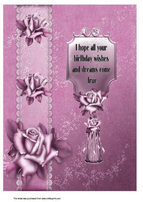 A4 Pink Birthday Wishes