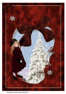 A4 Vintage Girl at Christmas