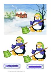 Penquin Shovelling Snow