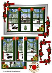 Poinsetta Window Scene