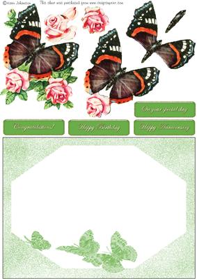 Butterfly &pink Flower - Year Card Part 2