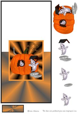 Halloween Pumkin House and Ghosts