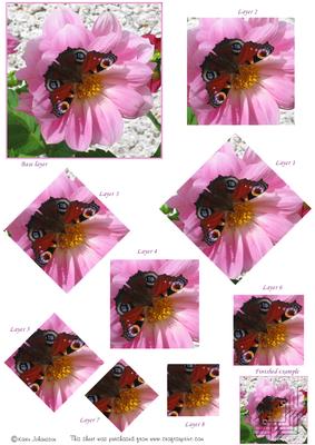 Butterfly &pink Flower - Pyramid with a Twist