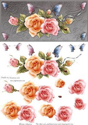 Rose & Butterflys - Large Dl