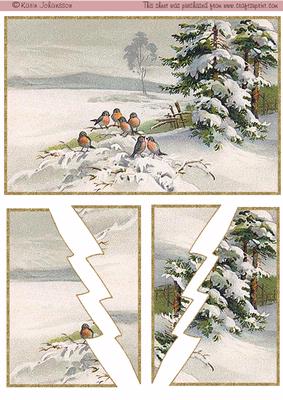 Robins in the Snow -wavy Edge