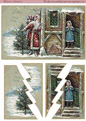 Father Christmas & Girl -wavy Edge